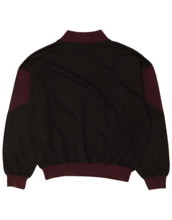 Vintage Mens Sweatshirt Jumper Medium Black Colourblock Cotton