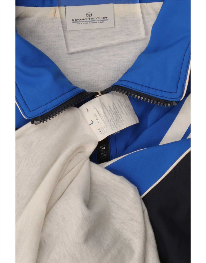 Sergio Tacchini Mens Tracksuit Top Jacket Large Navy Blue Colourblock