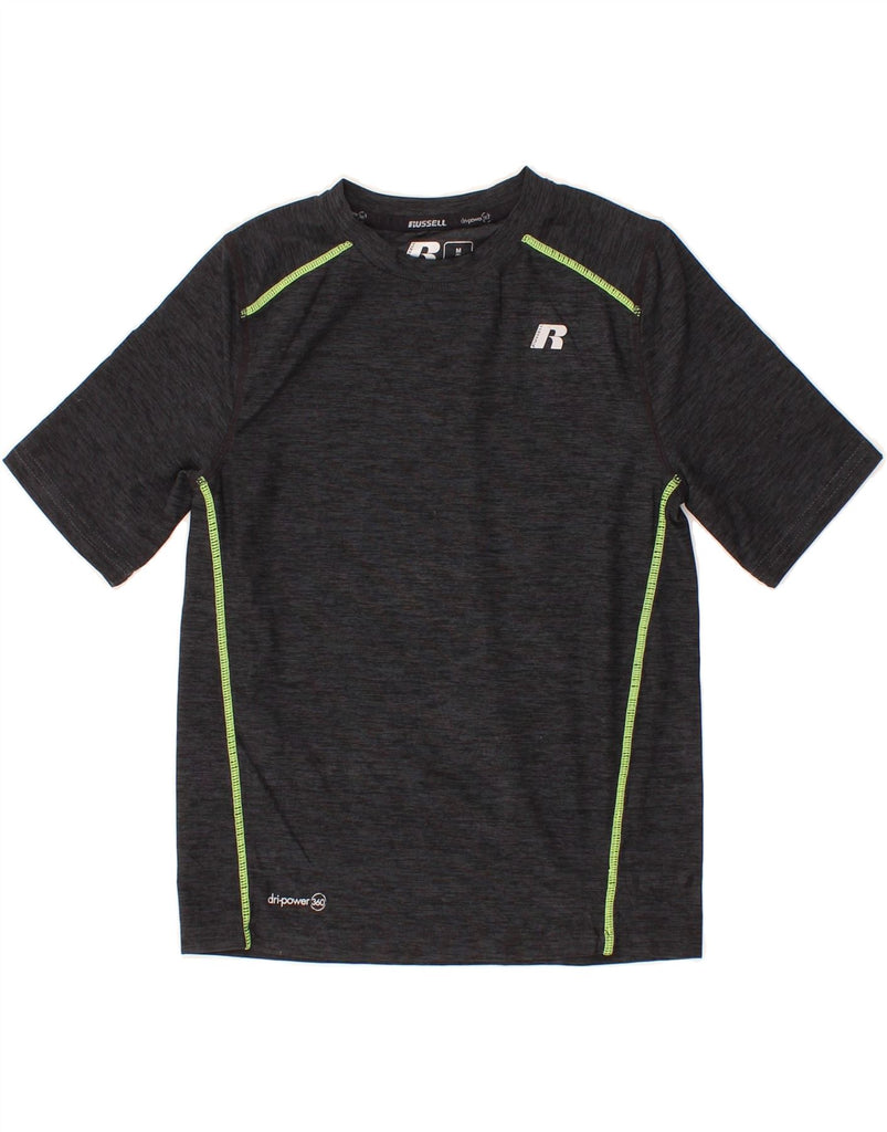 RUSSELL ATHLETIC Boys T-Shirt Top 7-8 Years Medium  Black Flecked Vintage Russell Athletic and Second-Hand Russell Athletic from Messina Hembry 
