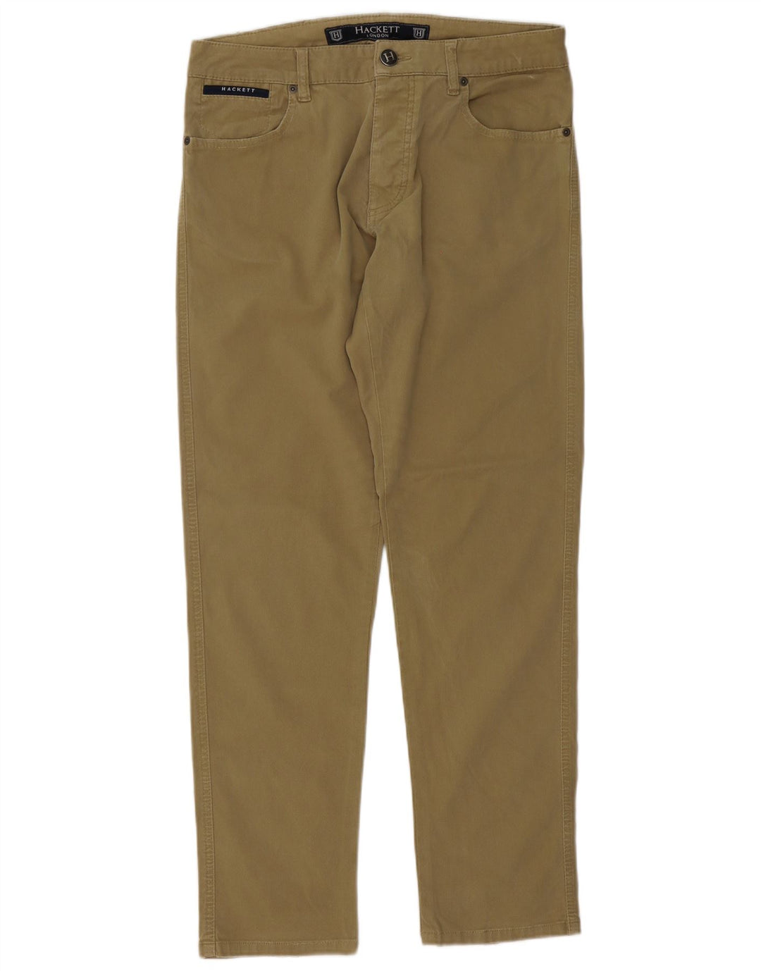 Hackett Mens Slim Casual Trousers W34 L32 Khaki Cotton
