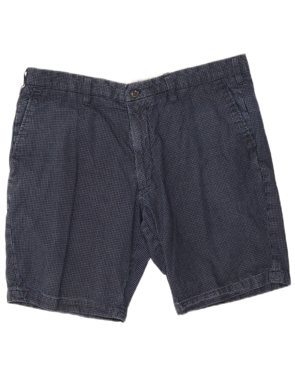 Marks & Spencer Mens Chino Shorts W38 XL Navy Blue Check Cotton