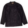 GENNY Womens Oversized Leather Jacket EU 34 XS Navy Blue