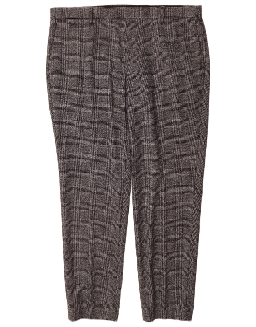 Marks & Spencer Mens Tailored Fit Straight Suit Trousers W40 L31 Grey Check