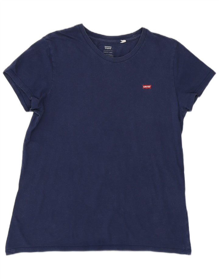 Levi's Womens T-Shirt Top UK 16 Large Navy Blue Cotton