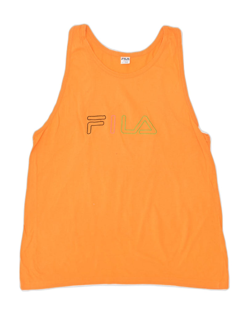 FILA Womens Graphic Vest Top UK 16 Large Orange | Vintage | Thrift | Second-Hand | Used Clothing | Messina Hembry 