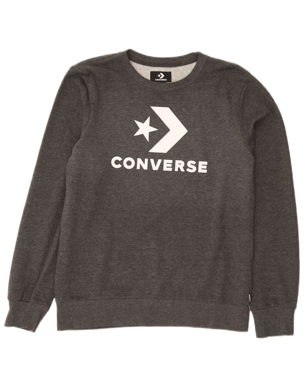 Converse Boys Graphic Sweatshirt Jumper 13-14 Years XL Grey Flecked Cotton