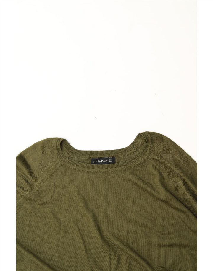 ZARA Womens Oversized Boat Neck Jumper Sweater UK 10 Small Green Vintage Zara and Second-Hand Zara from Messina Hembry 