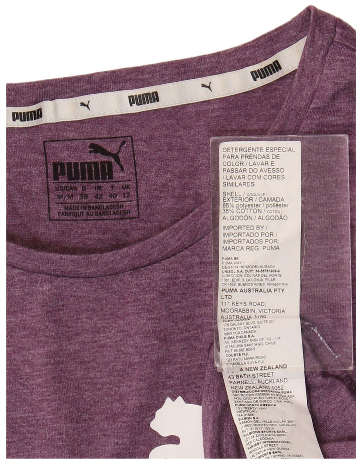 Puma Womens Graphic T-Shirt Top UK 12 Medium Purple Polyester