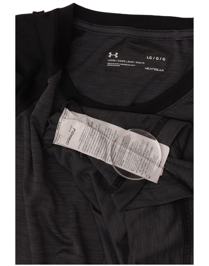 Under Armour Mens Heat Gear T-Shirt Top Large Grey Colourblock Polyester