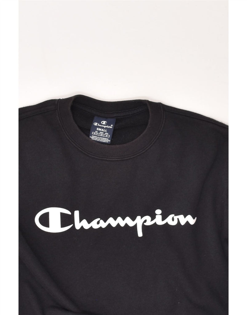 CHAMPION Mens Graphic Sweatshirt Jumper Small Black Cotton | Vintage Champion | Thrift | Second-Hand Champion | Used Clothing | Messina Hembry 