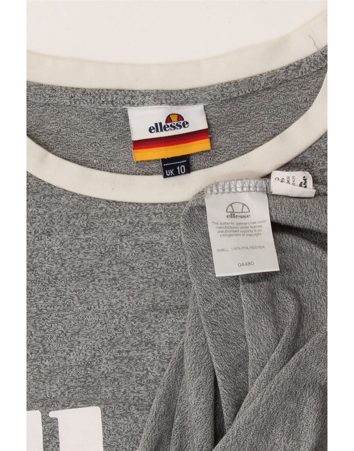 Ellesse Womens Graphic T-Shirt Top UK 10 Small Grey Flecked Polyester