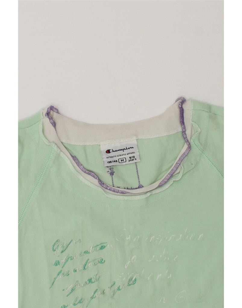 CHAMPION Girls Graphic T-Shirt Top 9-10 Years Medium Green Cotton | Vintage Champion | Thrift | Second-Hand Champion | Used Clothing | Messina Hembry 