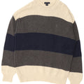 Nautica Mens Turtle Neck Jumper Sweater Large Grey Colourblock Cotton