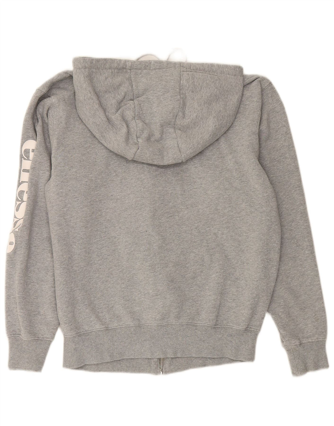 ELLESSE Womens Oversized Zip Hoodie Sweater UK 10 Small Grey Cotton