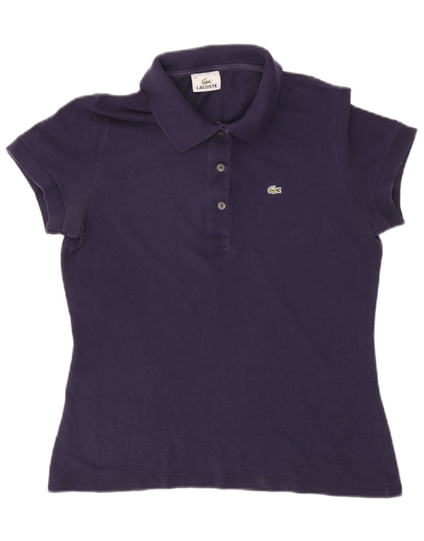 Lacoste Womens Polo Shirt Size 42 Large Navy Blue Cotton