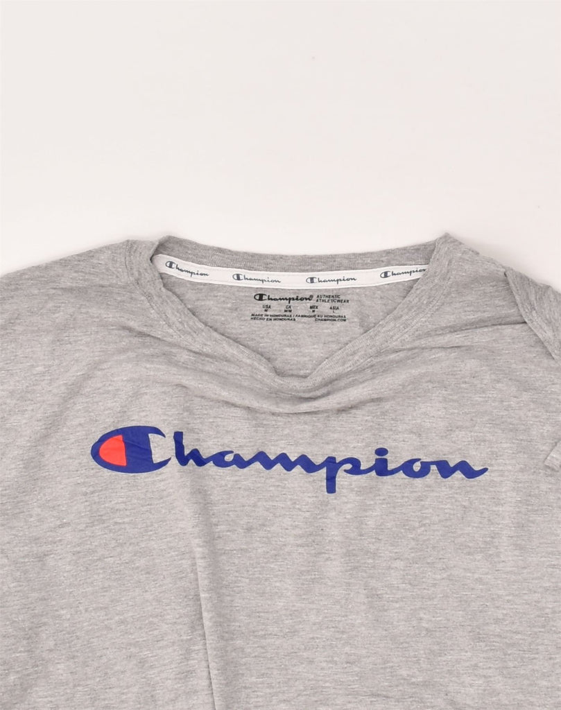 CHAMPION Womens Crop Graphic T-Shirt Top UK 14 Medium Grey Cotton | Vintage Champion | Thrift | Second-Hand Champion | Used Clothing | Messina Hembry 