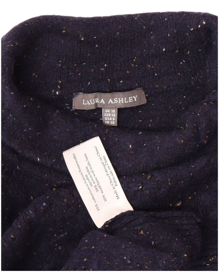LAURA ASHLEY Womens Roll Neck Jumper Sweater UK 10 Small Navy Blue Flecked