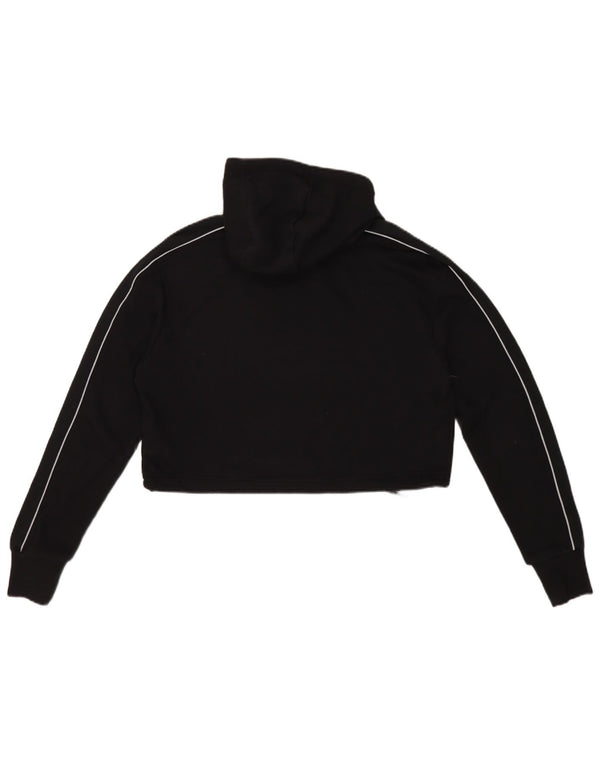 Ellesse Womens Oversized Crop Graphic Hoodie Jumper UK 10 Small Black