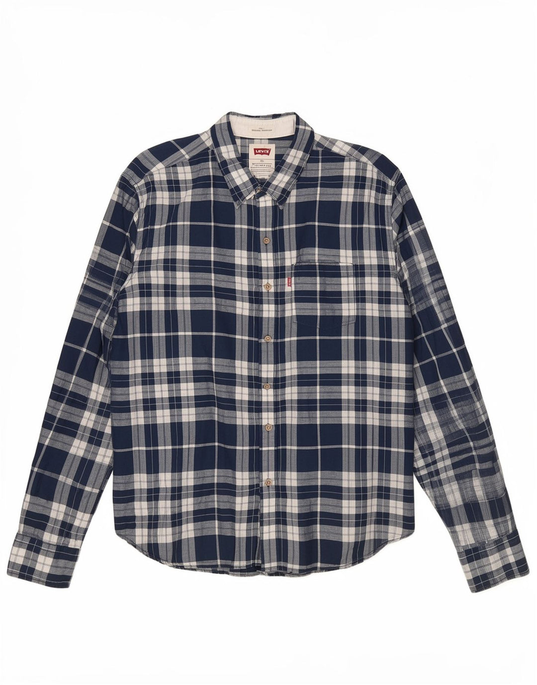 Levi's Mens Shirt 2XL Blue Check Linen