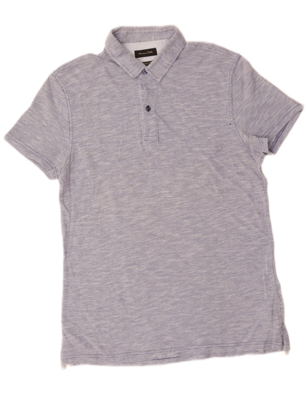 Massimo Dutti Mens Casual Fit Polo Shirt Medium Blue Flecked Cotton