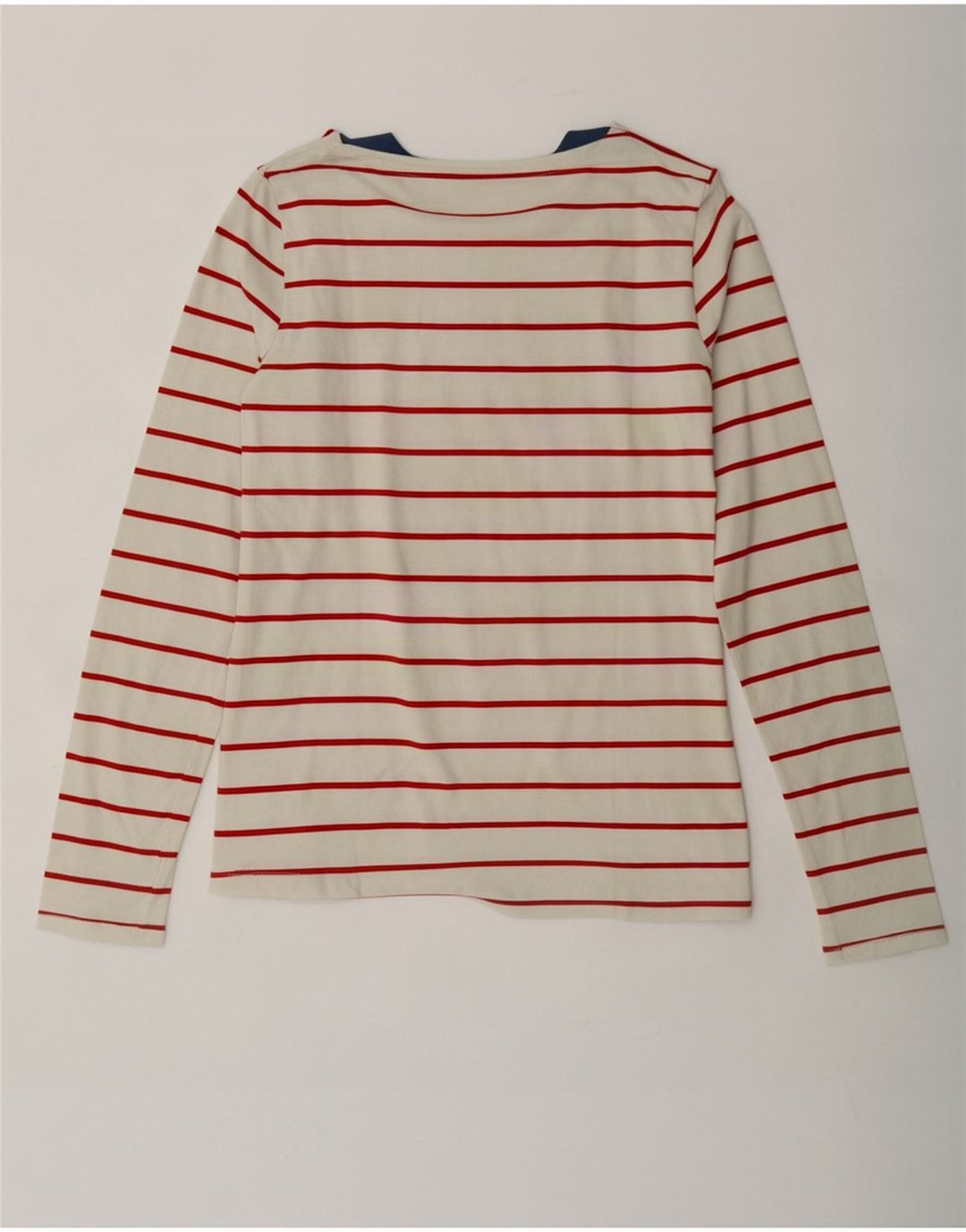 Lacoste Womens Top Long Sleeve Size 38 Medium Off White Striped Cotton