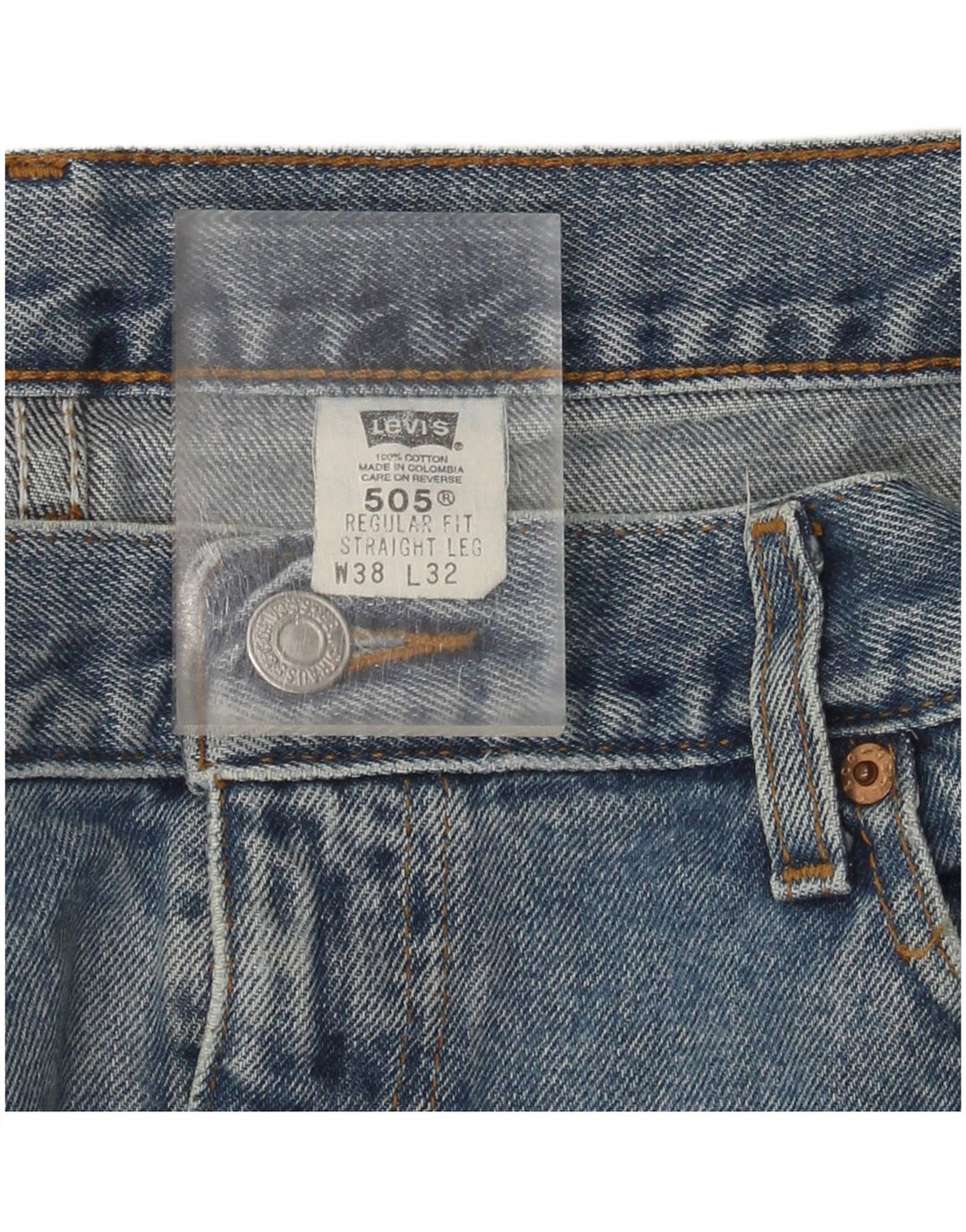 Levi's Mens 505 Regular Fit Straight Jeans W38 L32 Blue Cotton