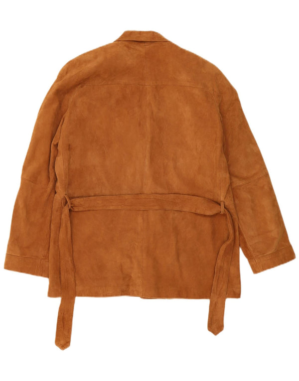 Vintage Womens 2 Button Suede Blazer Jacket IT 44 Medium Brown