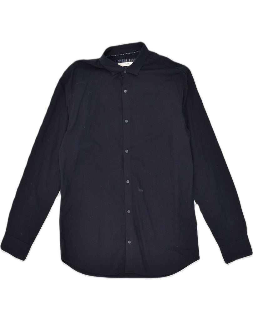 JACK & JONES Mens Premium Shirt Size 42 Large Navy Blue Cotton | Vintage Jack & Jones | Thrift | Second-Hand Jack & Jones | Used Clothing | Messina Hembry 