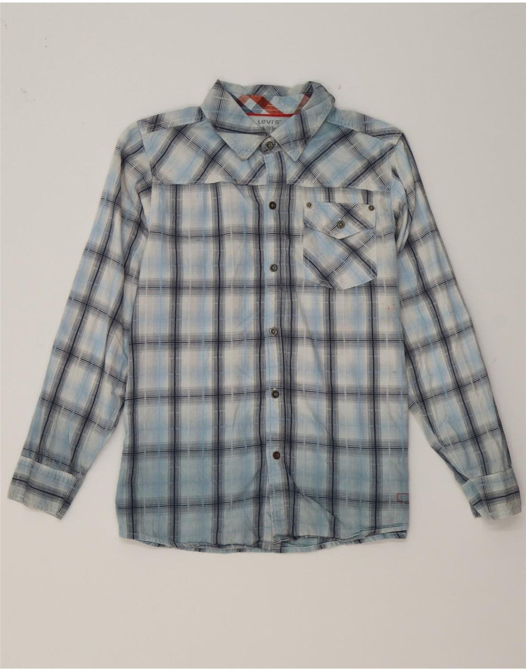 LEVI'S Boys Shirt 15-16 Years Large Blue Check Cotton Vintage Levi's and Second-Hand Levi's from Messina Hembry 