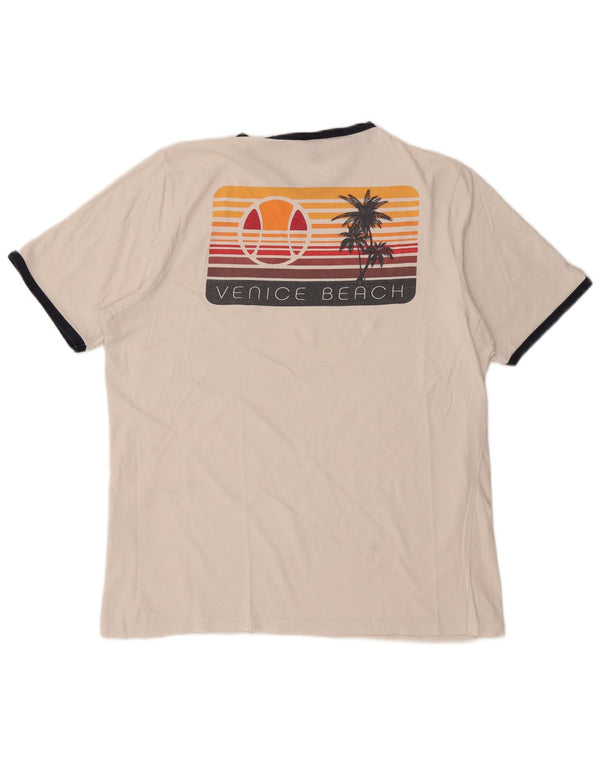 Ellesse Mens Graphic T-Shirt Top 4XL White Cotton
