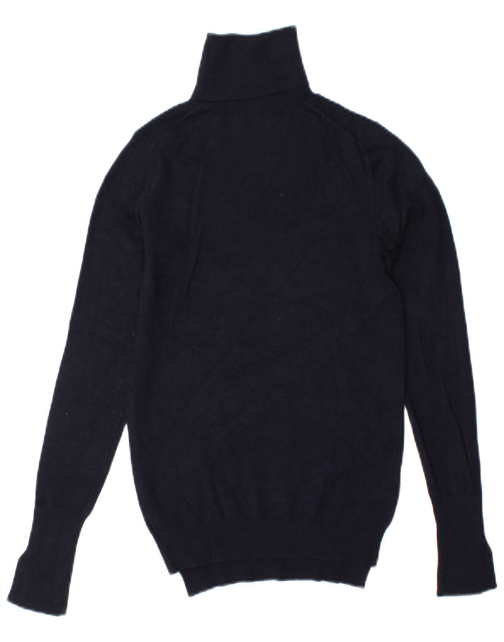 Zara Womens Roll Neck Jumper Sweater UK 10 Small Navy Blue