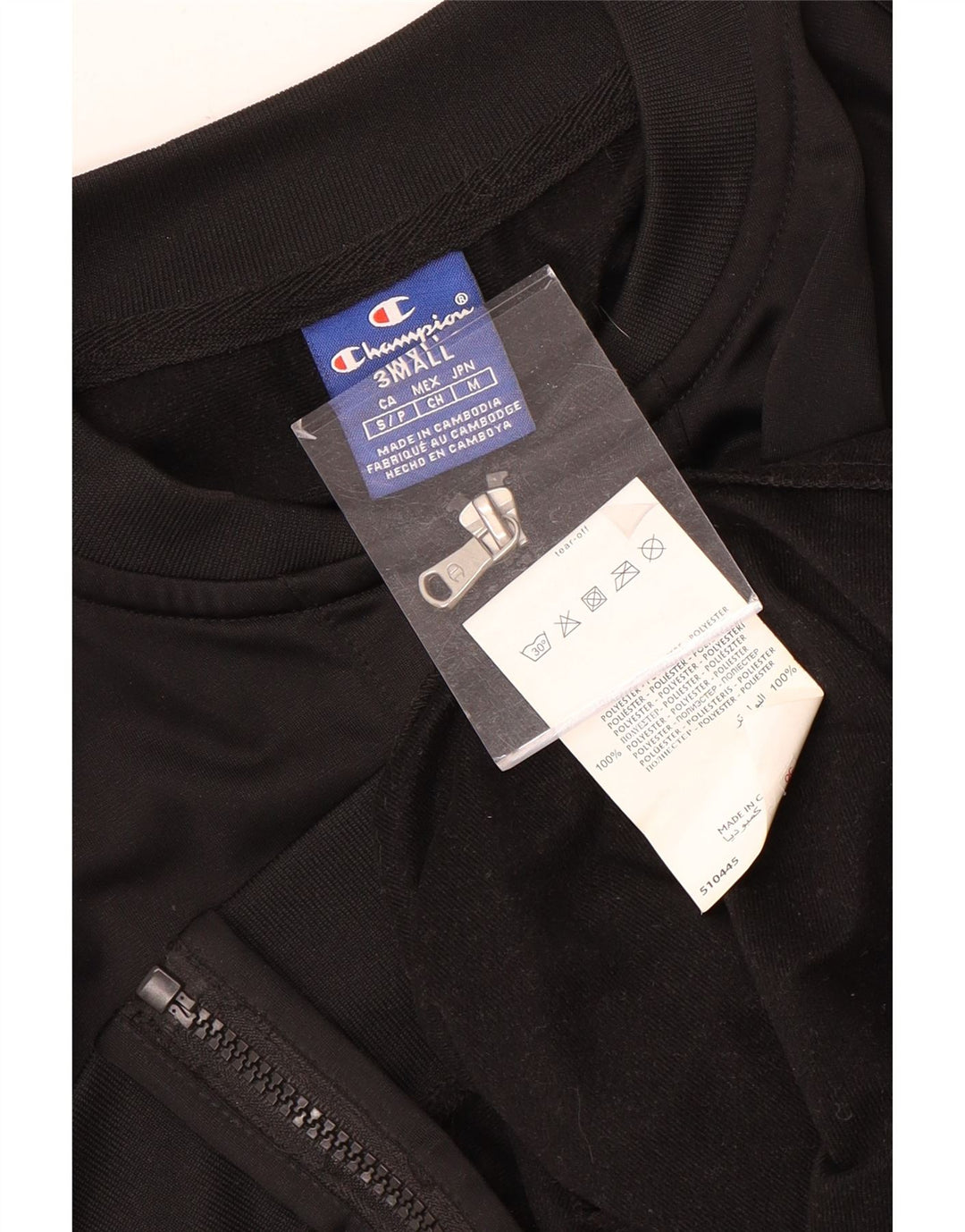 Champion Womens Crop Graphic Tracksuit Top Jacket UK 10 Small Black