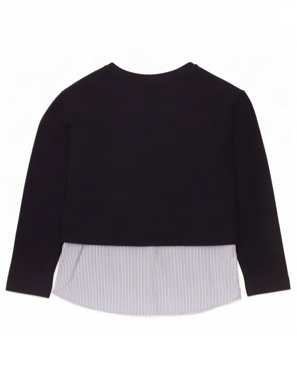 Marks & Spencer Womens Top Long Sleeve UK 14 Large Navy Blue Colourblock