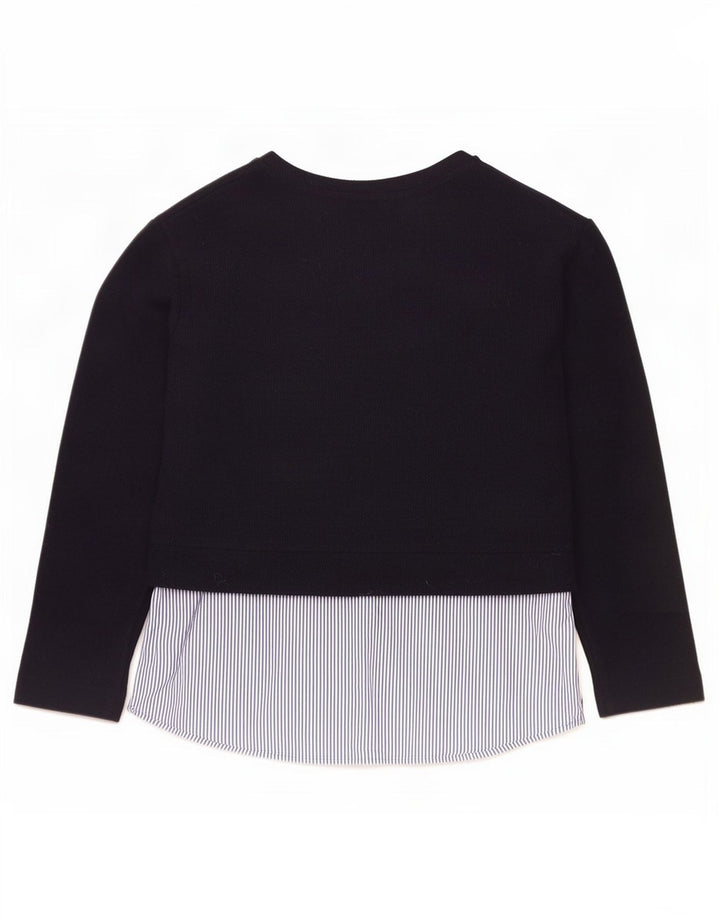 Marks & Spencer Womens Top Long Sleeve UK 14 Large Navy Blue Colourblock