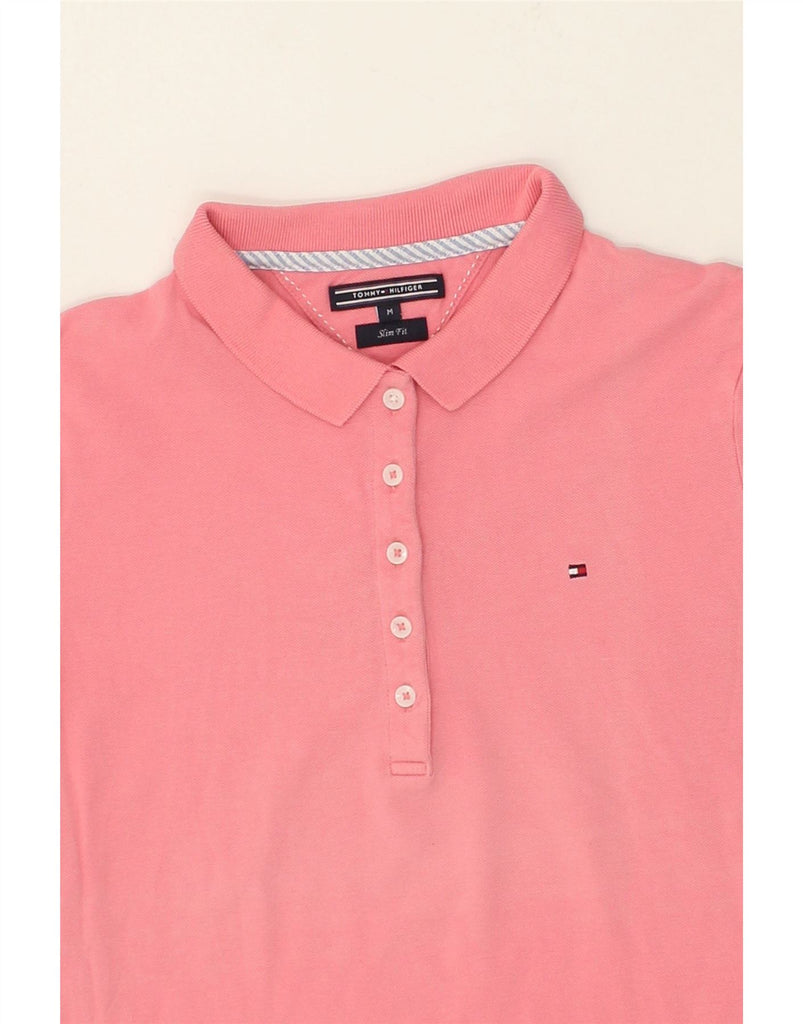 TOMMY HILFIGER Womens Slim Fit Polo Shirt UK 12 Medium Pink Cotton | Vintage Tommy Hilfiger | Thrift | Second-Hand Tommy Hilfiger | Used Clothing | Messina Hembry 