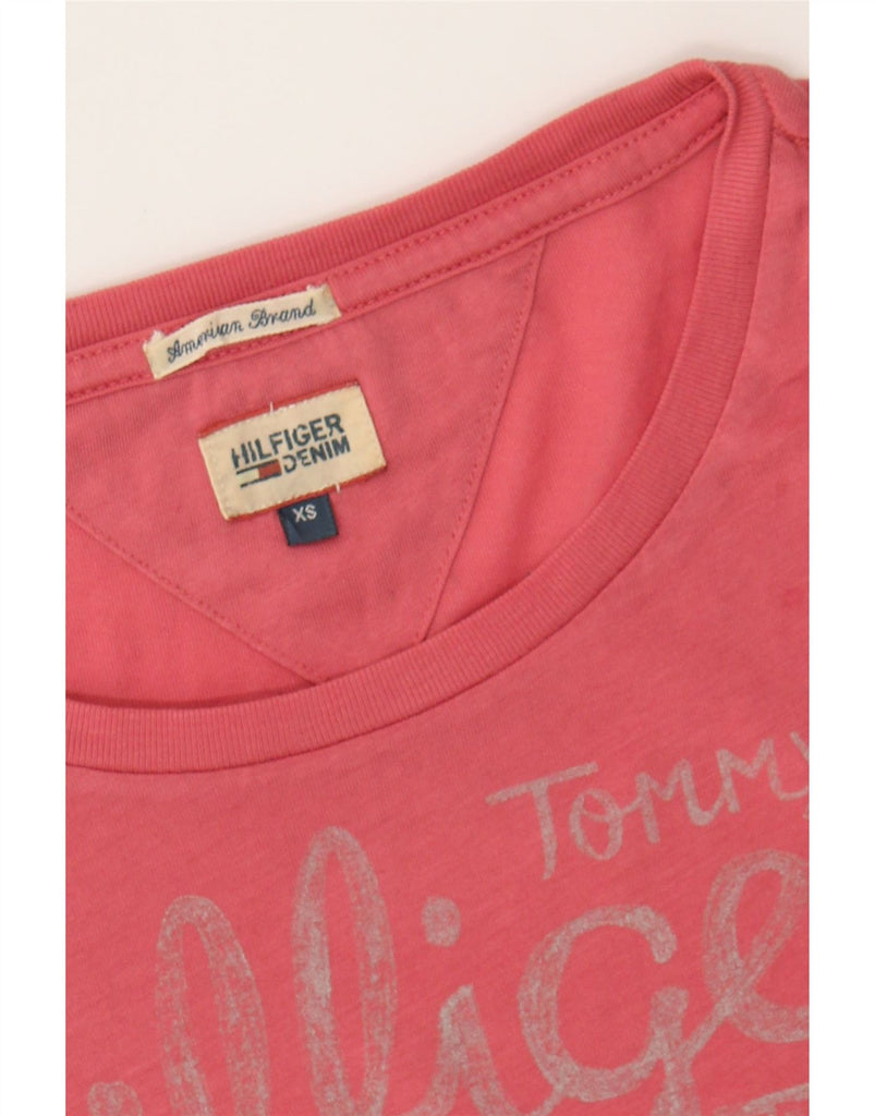 TOMMY HILFIGER Womens Graphic T-Shirt Top UK 6 XS Pink Vintage Tommy Hilfiger and Second-Hand Tommy Hilfiger from Messina Hembry 