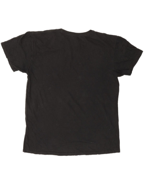 QUIKSILVER Mens Hawaii Regular Fit Graphic T-Shirt Top Large Black Cotton