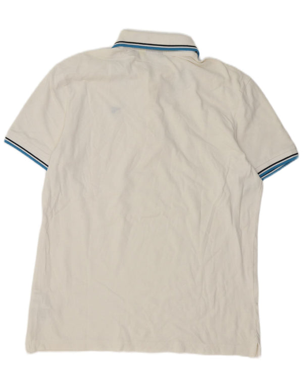 Diadora Mens Polo Shirt Large White Striped Cotton