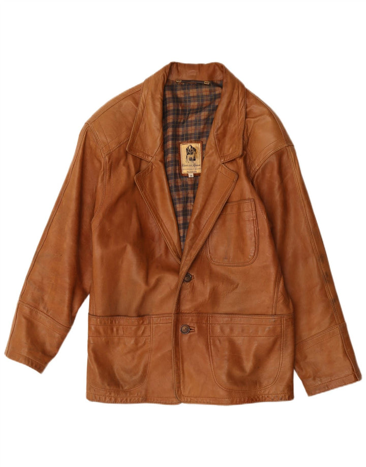 Renna Mens 2 Button Leather Blazer Jacket IT 46 Small Brown