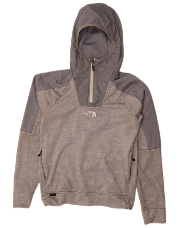 The North Face Mens Zip Neck Hoodie Jumper Small Grey Colourblock Polyester
