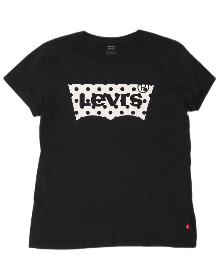 Levi's Womens Oversized Graphic T-Shirt Top UK 10 Small Black