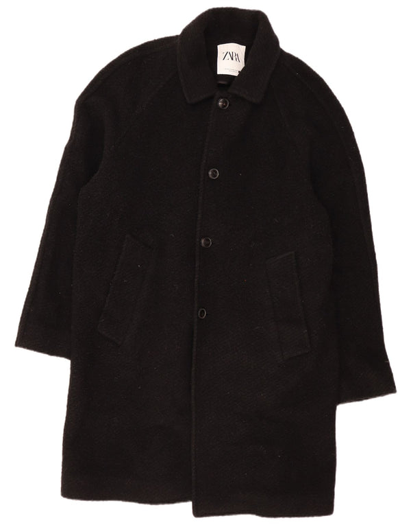 Zara Mens Overcoat UK 40 Large Black Wool