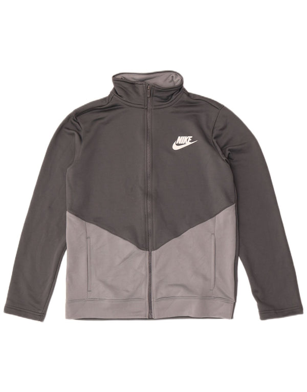 Nike Boys Tracksuit Top Jacket 13-14 Years XL Grey Colourblock Polyester