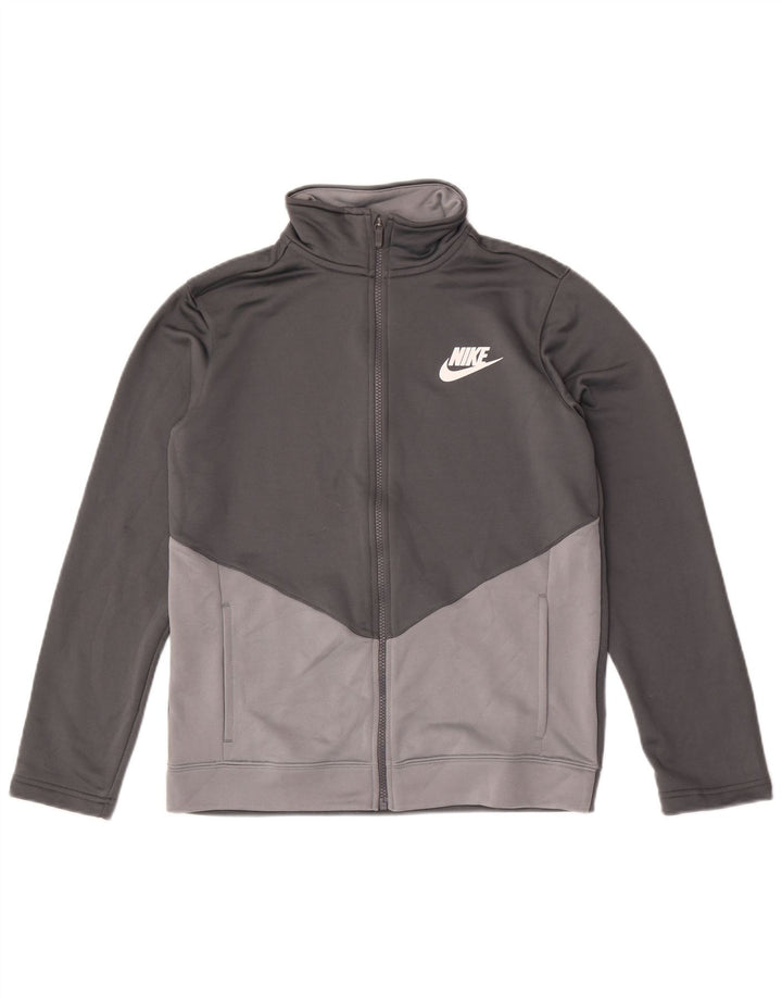 Nike Boys Tracksuit Top Jacket 13-14 Years XL Grey Colourblock Polyester