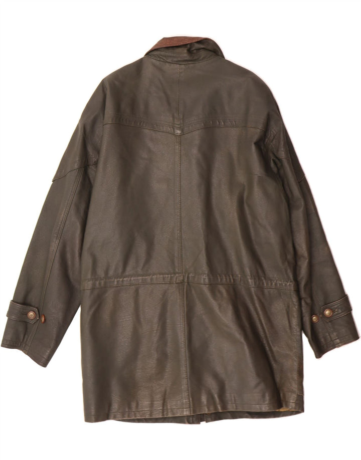 VINTAGE Mens Leather Coat UK 40 Large Green Leather Vintage Vintage and Second-Hand Vintage from Messina Hembry 