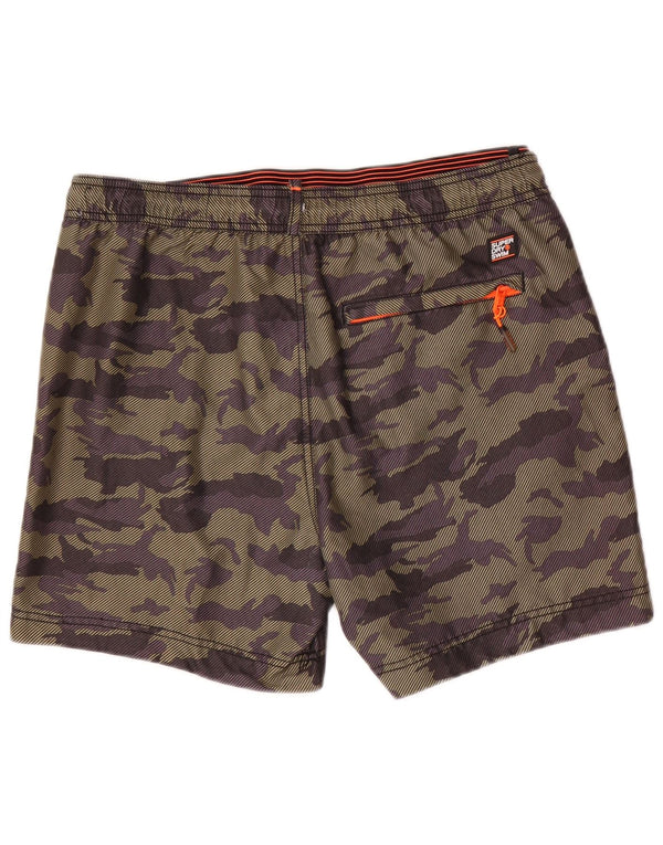 Superdry Mens Graphic Swimming Shorts Large  Khaki Camouflage Polyester