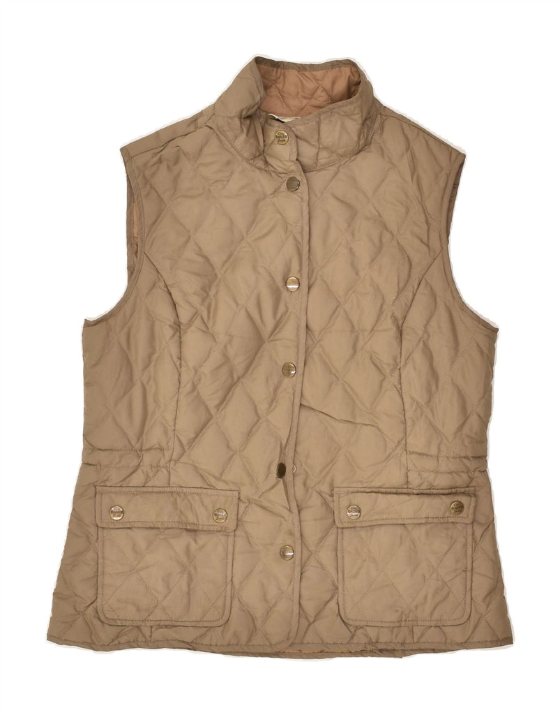 EDDIE BAUER Womens Quilted Gilet UK 8 Small Beige Polyester | Vintage Eddie Bauer | Thrift | Second-Hand Eddie Bauer | Used Clothing | Messina Hembry 