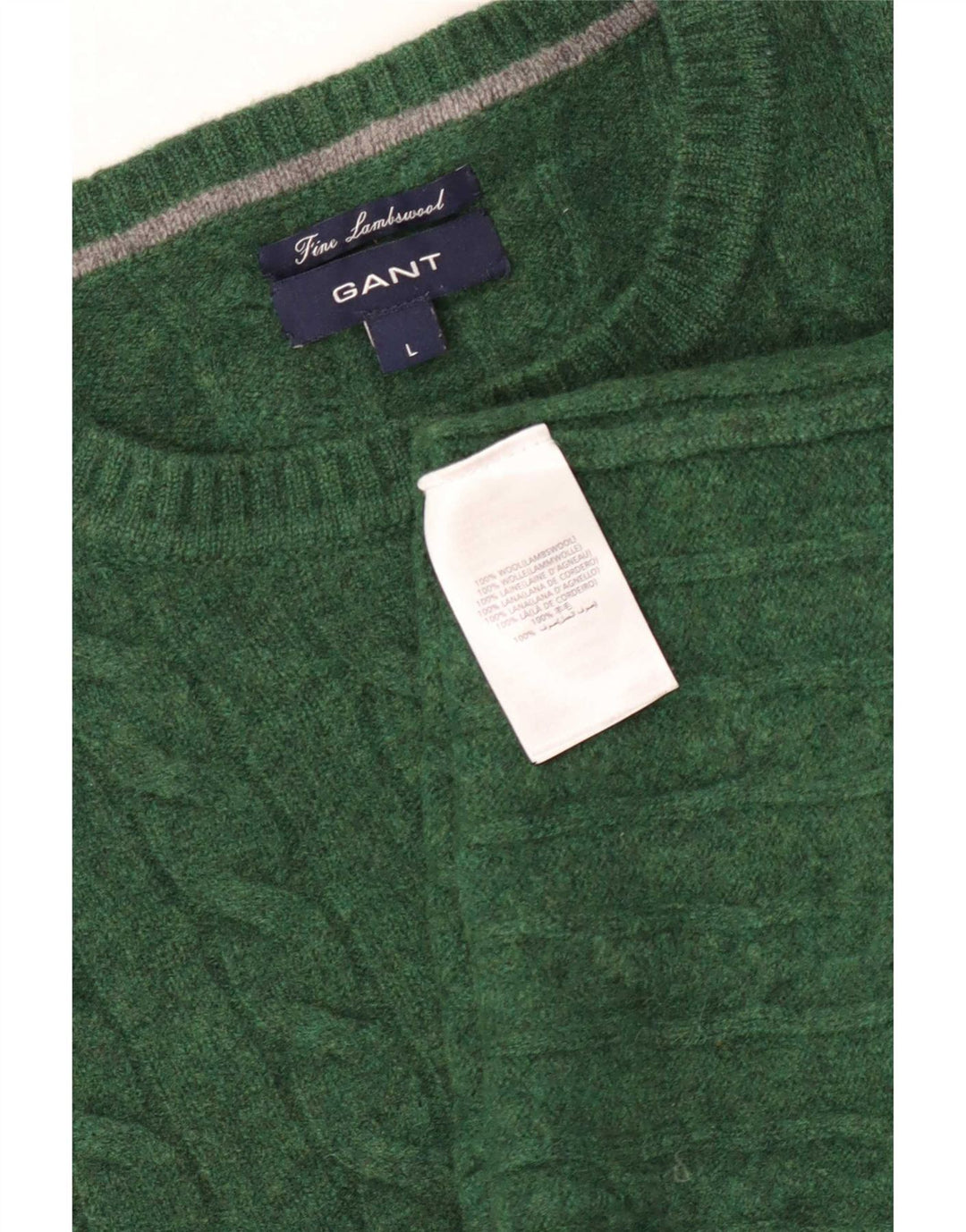 Gant Mens Boat Neck Jumper Sweater Large Green Lambswool