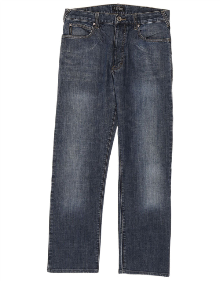 Armani Mens Straight Jeans W32 L31 Blue Cotton