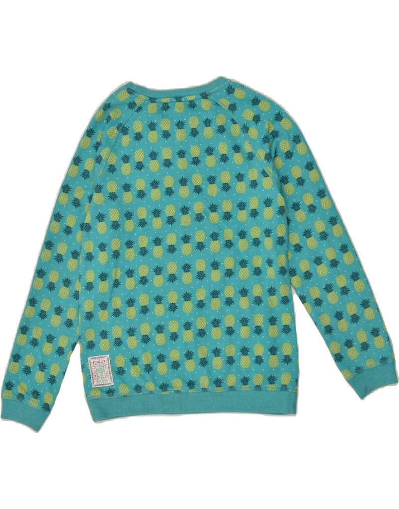 FAT FACE Girls Graphic Sweatshirt Jumper 12-13 Years Turquoise Cotton | Vintage Fat Face | Thrift | Second-Hand Fat Face | Used Clothing | Messina Hembry 